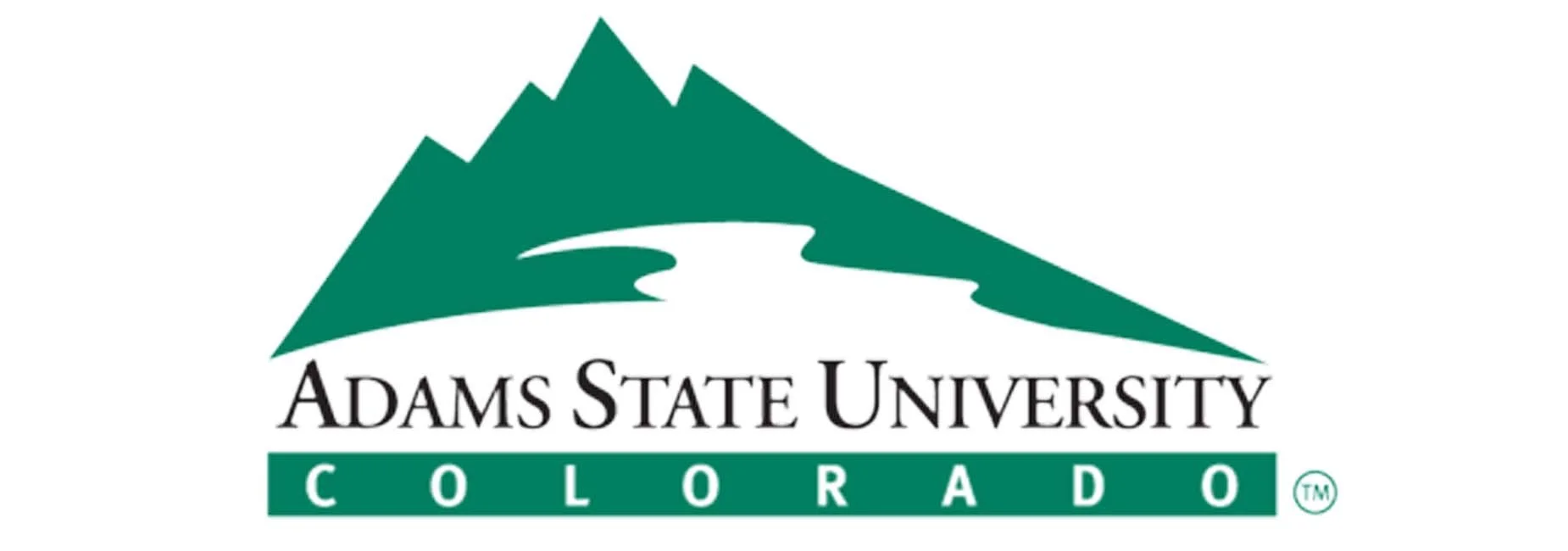 Adams State University Colorado logo with a green mountain design.