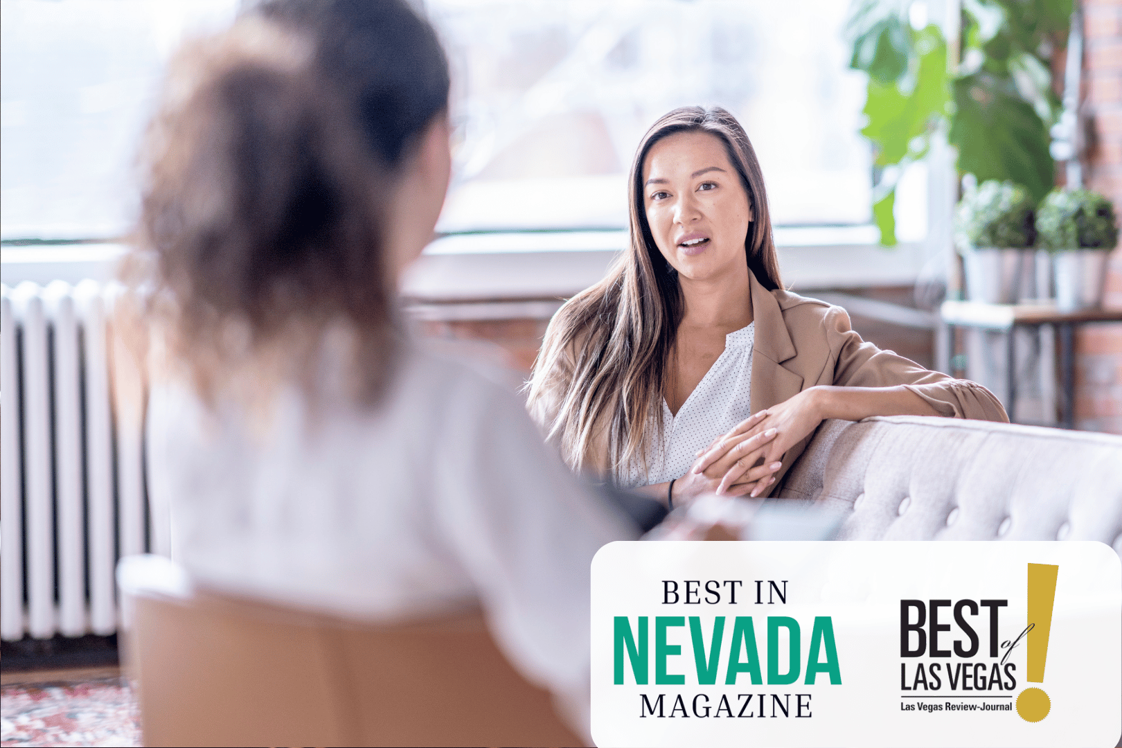 A therapy conversation at Hello Calm, named Best in Nevada and Best of Las Vegas